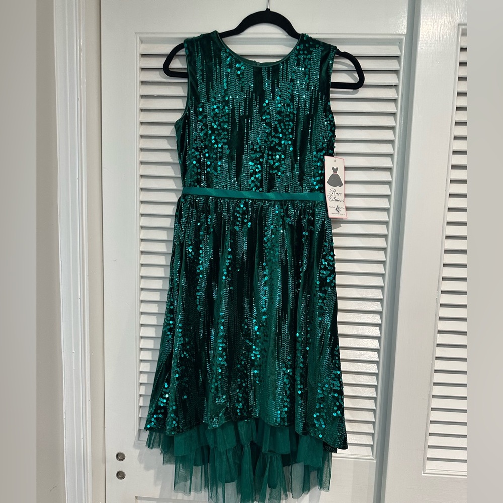 Rare Editions Green Sequin Formal Dress
